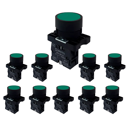 KIT 10 BOTAO IMPULSO PLAST XB2-EA31 VERDE STARK
