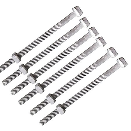 KIT 06 PARAFUSO GALV FOGO POSTE PADRAO 12X250MM 1/2X10" M12
