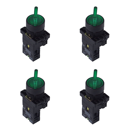 KIT 4 CHAVE XB2 EK2361 VD 2 POS FIXA ILUM 220V SIBRATEC