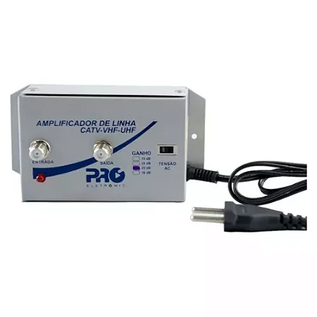 AMPLIFICADOR PQAL LINHA UHF/VHF 25DB PRO ELETRONIC