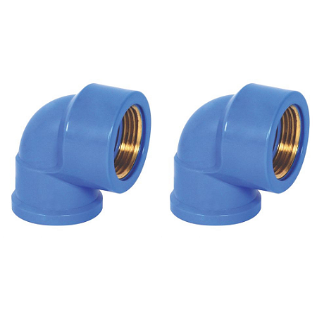 KIT 2 JOELHO 90 SOLDAVEL/ROSCA 20MMX1/2 ROSCA LATÃO AZUL AMANCO