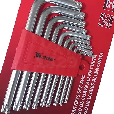 JOGO CHAVE HEXAGONAIS TORX CURTA T10 T50 MTX