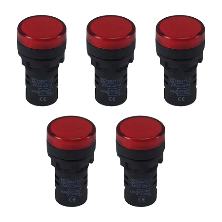 KIT 5 SINALEIRO LED 22MM 24V VERMELHO STARK