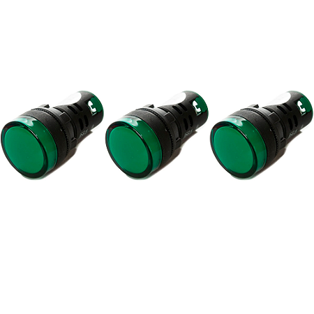 KIT 3 SINALEIRO LED 22MM 24V VERDE STARK