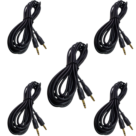 KIT 5 CABO P2 + P2ST 1,8M PRETO