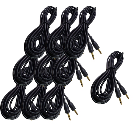 KIT 10 CABO P2 + P2ST 1,8M PRETO