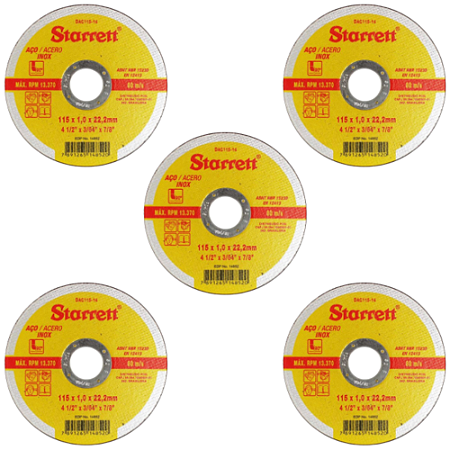 KIT 5 DISCO DE CORTE METAL/INOX 4.1/2 BF41 - 115X1,0X22,23