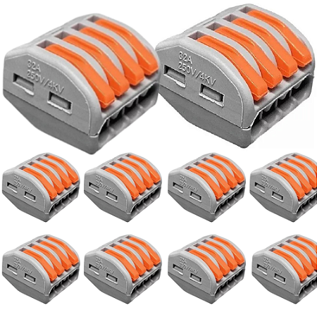 KIT 10 CONECTOR EMENDA RAPIDA 4 VIAS
