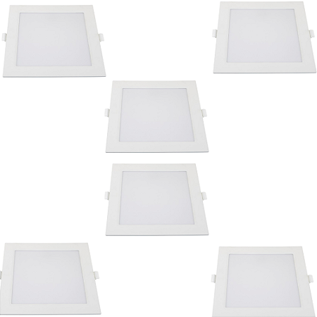 KIT 6 PAINEL LED SUPER ABS EMBUTIR 24W BIV 6500K QUAD