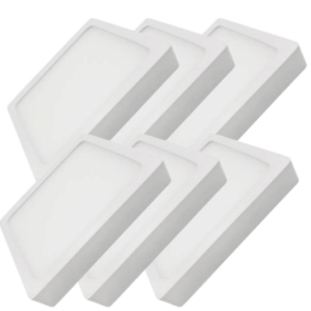 KIT 6 PAINEL LED SUPER ABS SOBREPOR 24W BIV 6500K QUAD