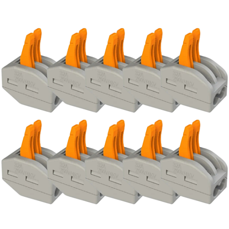 KIT 10 CONECTOR ALAVANCA EMENDA RAPIDA 2 VIAS STARK