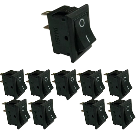 KIT 10 CHAVE GANGORRA  RETANG. LK1-101 ON-OFF PT 2P 6A LUKMA