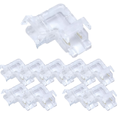 KIT 10 EMENDA CURVA 90 TRANSPARENTE P/ FITA LED 10MM / 5050