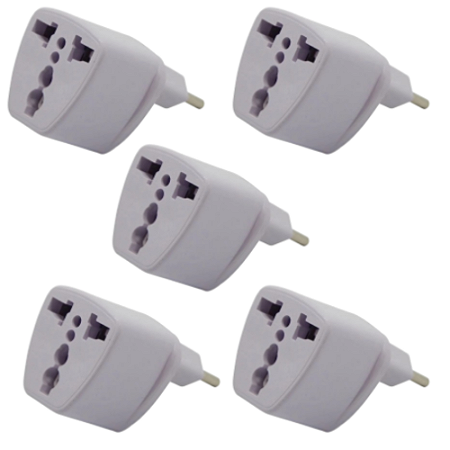 KIT 5 PLUG ADAPTADOR UNIVERSAL EUROPEU 10A