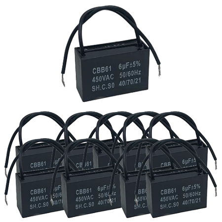 KIT 10 CAPACITOR POLIPROPILENO 6X450V - QUADRADO CBB61