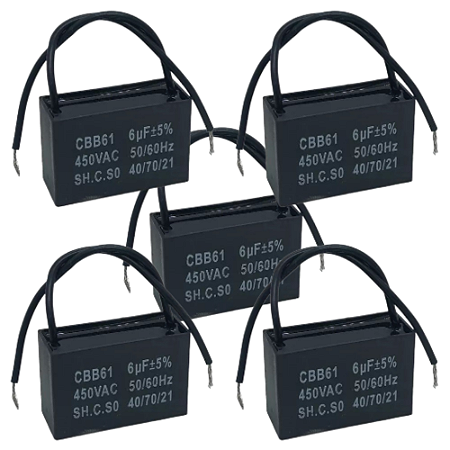KIT 5 CAPACITOR POLIPROPILENO 6X450V - QUADRADO CBB61