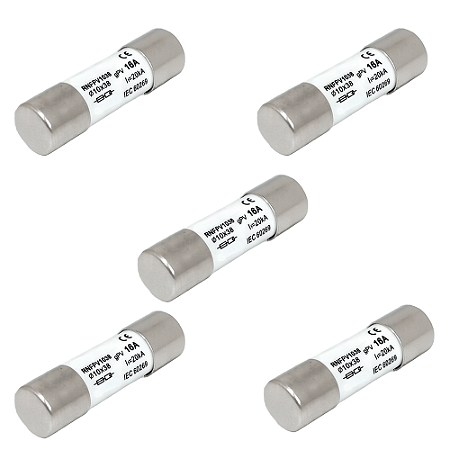 KIT 5 FUSIVEL CARTUCHO 10*38 - 16A