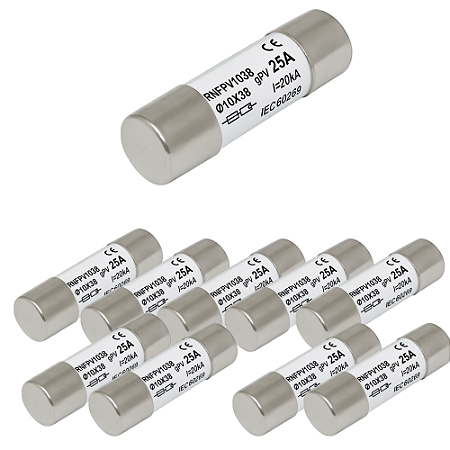 KIT 10 FUSIVEL CARTUCHO 10*38 - 25A