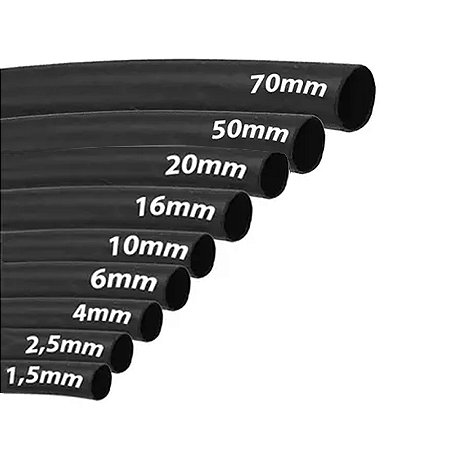 ESPAGUETE TERMO-RETRÁTIL 1,5MM ATÉ 70MM (1MT DE CADA)