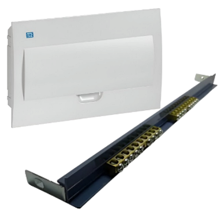 Kit Quadro Distribuição Sobrepor 18 Disjuntores + Barramento 18 Disjuntores