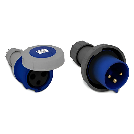 TOMADA INDUSTRIAL PENDENTE 2P+T 63A-6H 220V AZUL