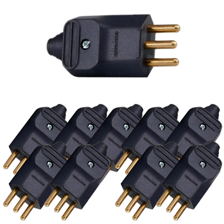 KIT 10 PLUGUE MACHO 2P+T 20A PT COM PRENSA CABO MARGIRIUS