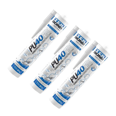 KIT 3 SELANTE POLIURETANO PU40FIX CINZA 387G TEK