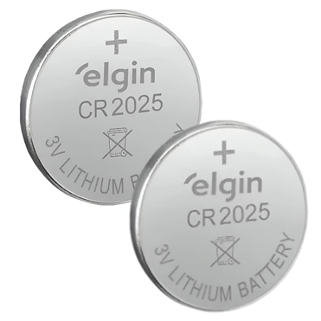 KIT 2 PILHA BOTAO ELETR CR2025 3V ELGIN