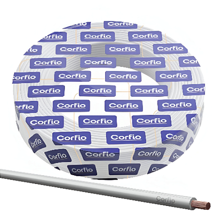 ROLO CABO FLEXIVEL 6MM BRANCO 100MT 750V  CORFIO