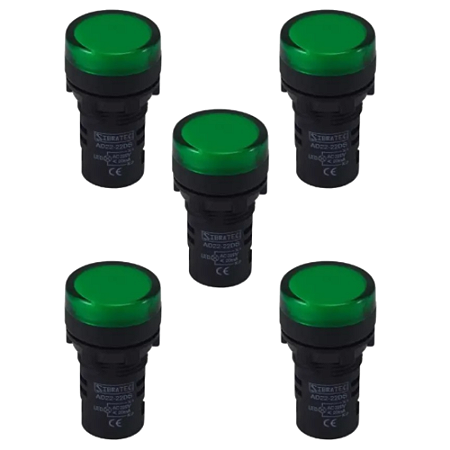 KIT 5 SINALEIRO LED 22MM VERDE 220V STARK