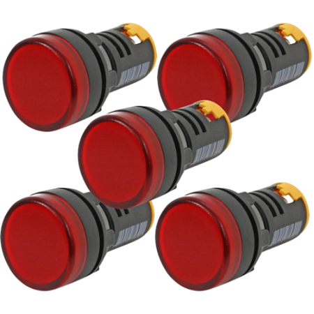 KIT 5 SINALEIRO LED AD22 22MM 220V VERMELHO STARK
