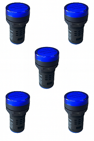 KIT 5 SINALEIRO LED 22MM 12V AZUL STARK