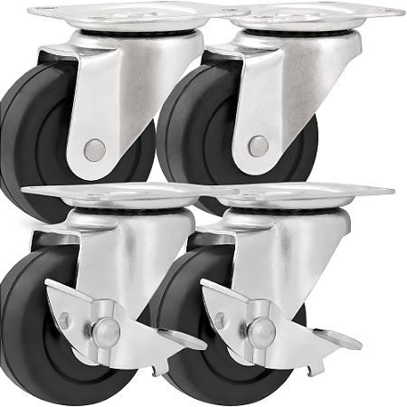 KIT 4 RODIZIO GIRAT.  2" POL LEVE PT VONDER - COM/SEM FREIO