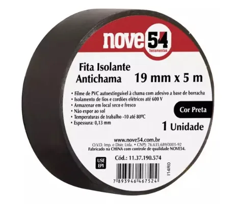 FITA ISOLANTE 19MMX05M PRETA 954