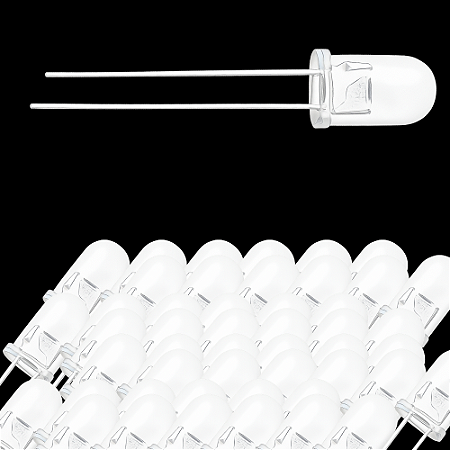 KIT 20 LED 5MM BRANCO ULTRA BRILHO