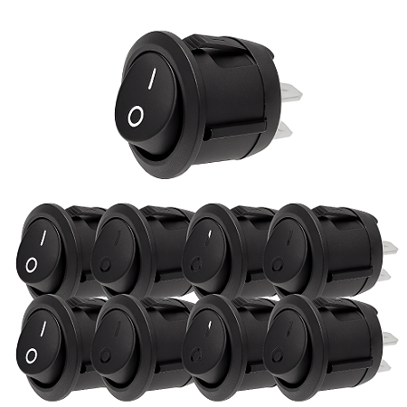 KIT 50 CHAVE GANGORRA PRETA ON/OFF 2POLOS 6A/250V