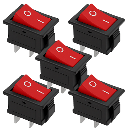 KIT 5 CHAVE GANGORRA ON/OFF 2 POLOS 6A125V VERMEL