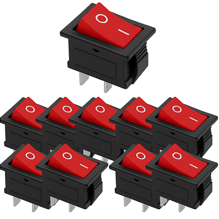 KIT 10 CHAVE GANGORRA ON/OFF 2 POLOS 6A125V VERMEL