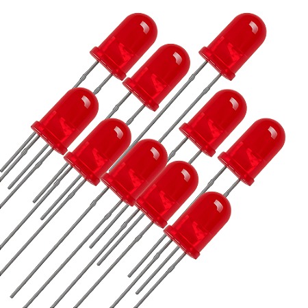 KIT 10 LED 5MM VERMELHO ULTRA BRILHO