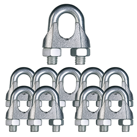 KIT 10 GRAMPOS CLIPS PARA CABO DE AÇO 1/4