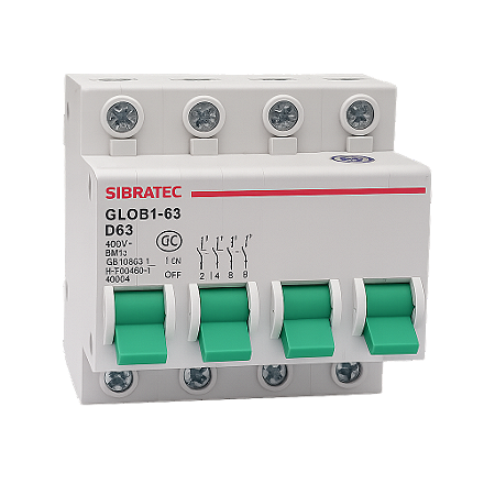 DISJUNTOR TETRAPOLAR- DIN GLOB1-C 63A 4 POLOS SIBRATEC