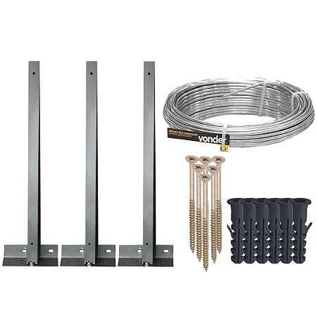 KIT SUPORTE HASTE CONCERTINA 30CM TIPO BASE PARA 10 METROS