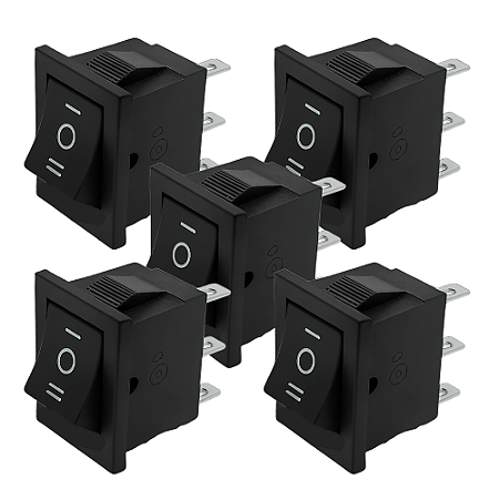 KIT 5 CHAVE GANGORRA ON/OFF/ON 3 POLOS 6A 250V