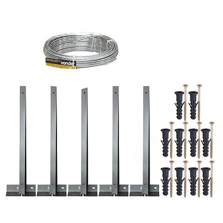 KIT 05 SUPORTE HASTE CONCERTINA 30CM TIPO BASE P/15 METROS