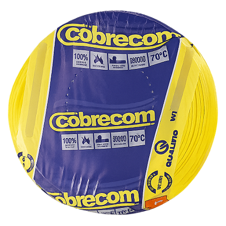 ROLO CABO FLEXIVEL 1,5MM AMARELO 750V  100 METROS COBRECOM