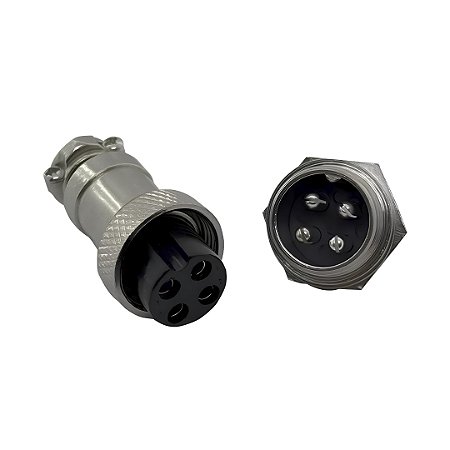 KIT CONECTOR MIKE CIRCULAR MACHO/FEMEA 4 VIAS