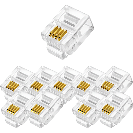 KIT 10 CONECTOR PLUG MODULAR 6X4VIAS (RJ11)