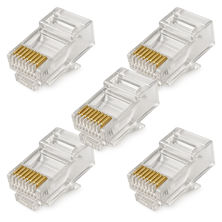 KIT 5 CONECTOR PLUG MODULAR RJ45 CAT6 BLINDADO