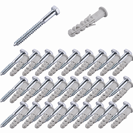 KIT 20 PARAFUSOS SEXTAVADOS 5/16X90 + BUCHA PLASTICA 12 ANEL