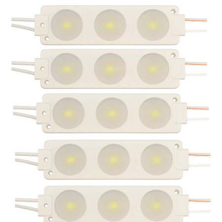 KIT 5 MODULO BARRA LED 3 LEDS BRANCO FRIO 6500K